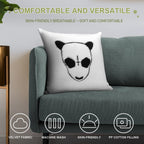 Cro Rapper Mask, Glitch Effect, Blackwhite, Transparent Soft Luxury Feel Throw Pillow