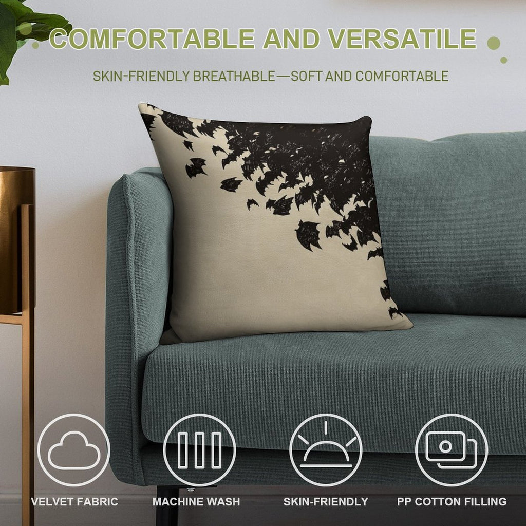 Bat Swarm Soft Bedroom Essential Throw Pillow