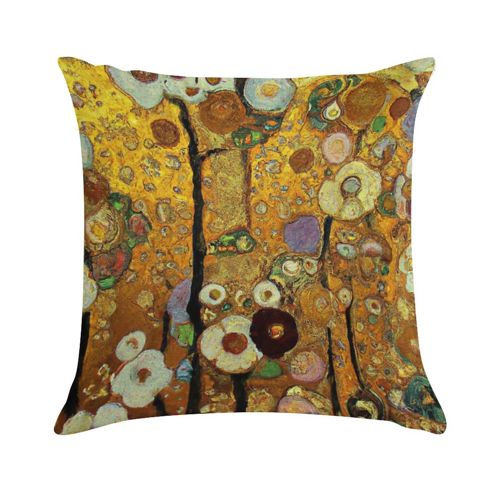 Flowers Gustav Klimt Soft Durable Construction Throw Pillow