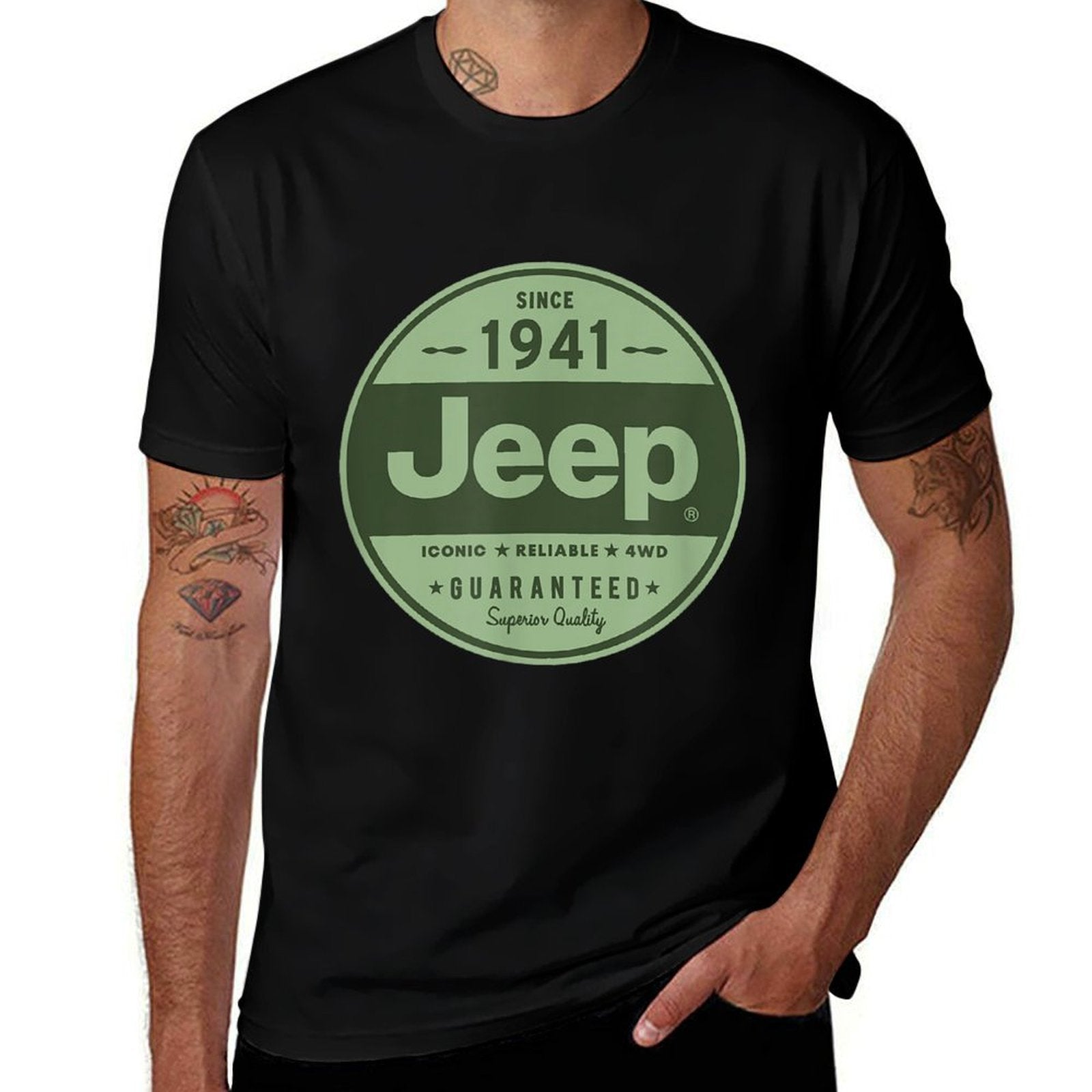 Jeep 1941 Vintage Logo - Officially Licensed  Ribbed Collar T-Shirt