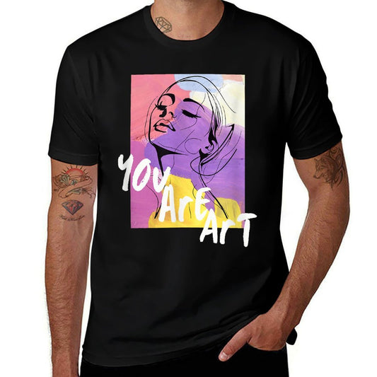 Retro Pop Art, Abstract Colorful Woman, Face Abstract, Art  Cotton T-Shirt