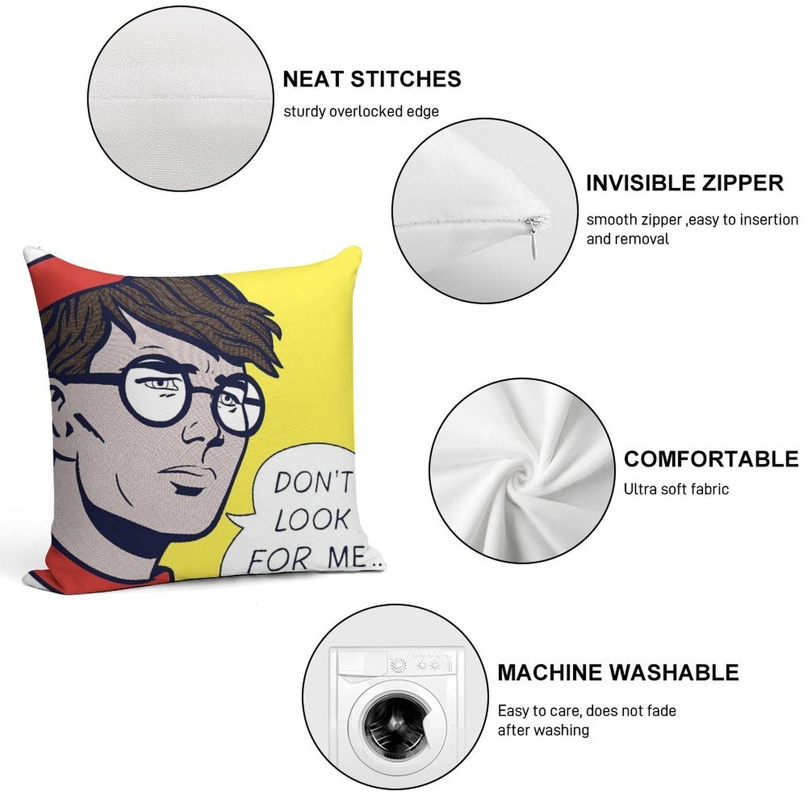 Pop W Soft Shrink-Resistant Throw Pillow