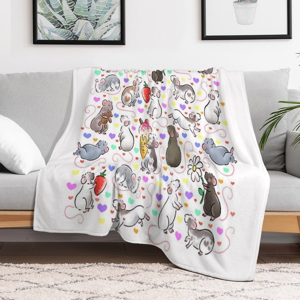 I Love Rats Velvety-soft Throw Blanket