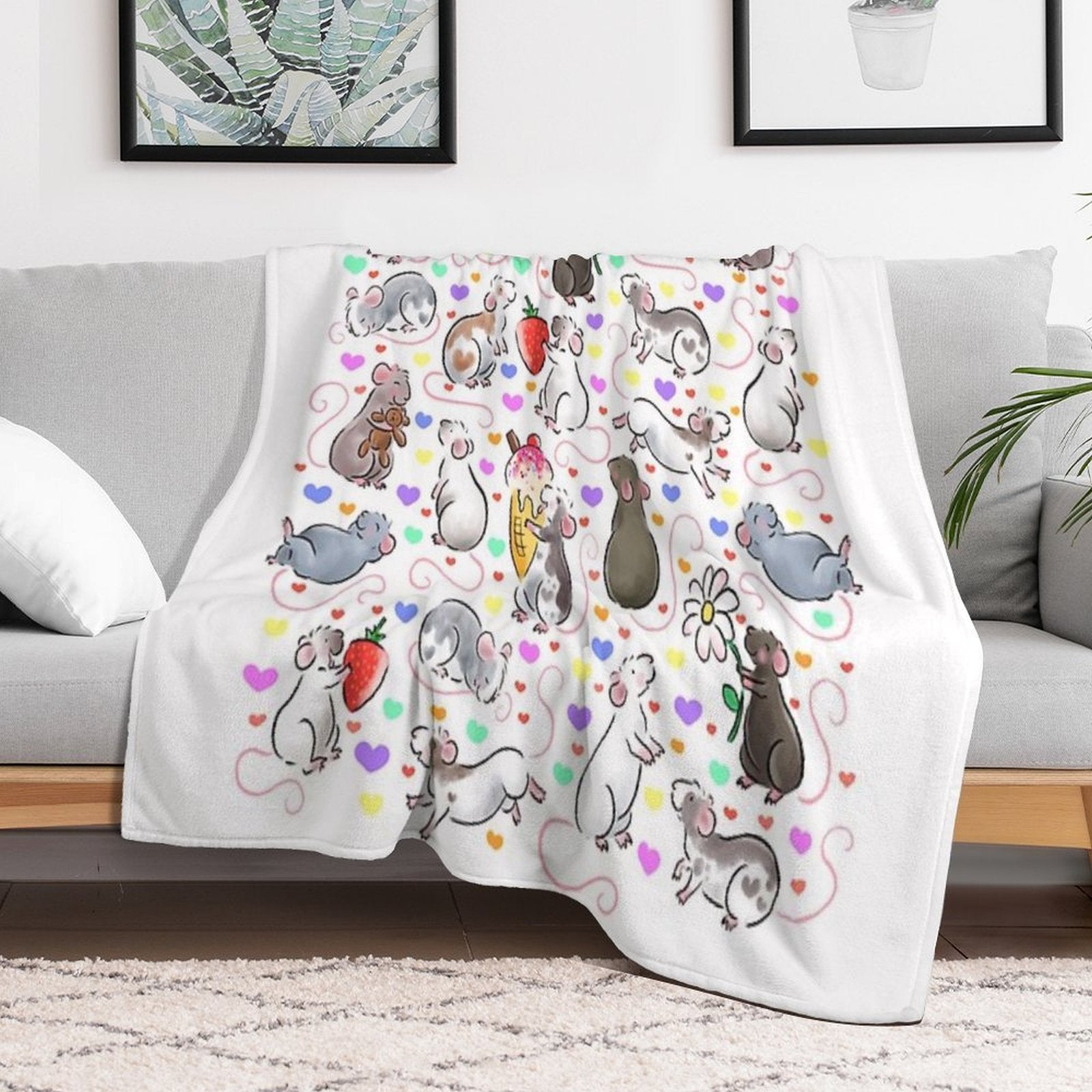 I Love Rats Velvety-soft Throw Blanket