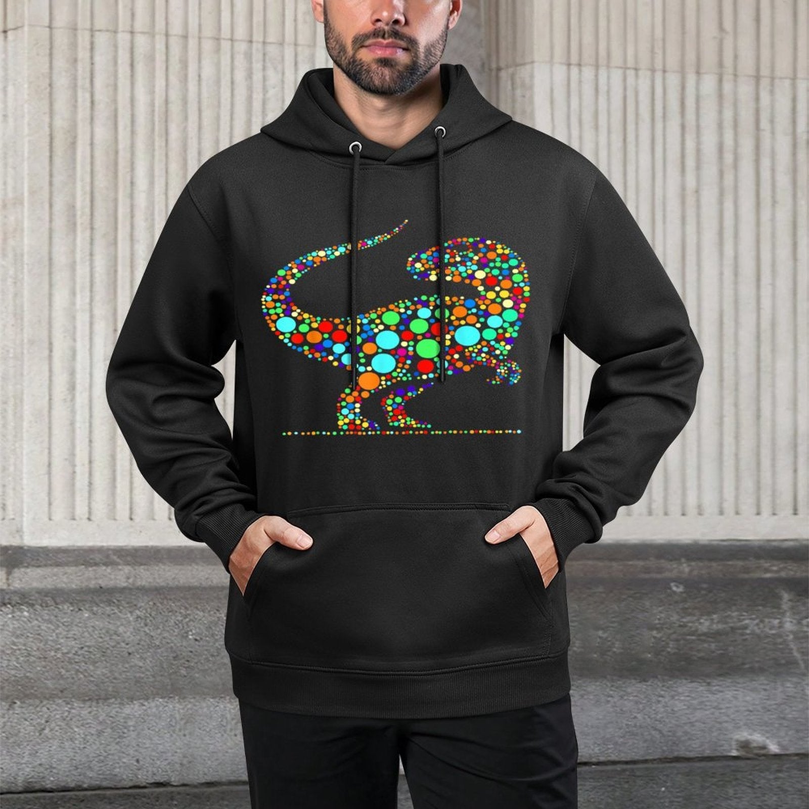 Happy Dot Day Colorful Polka Dot Dinosaur Boys Toddlers Kids Versatile Streetwear Hoodie