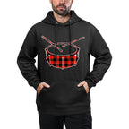 Red Buffalo Plaid Pajama Drum Christmas Colorfast Hoodie