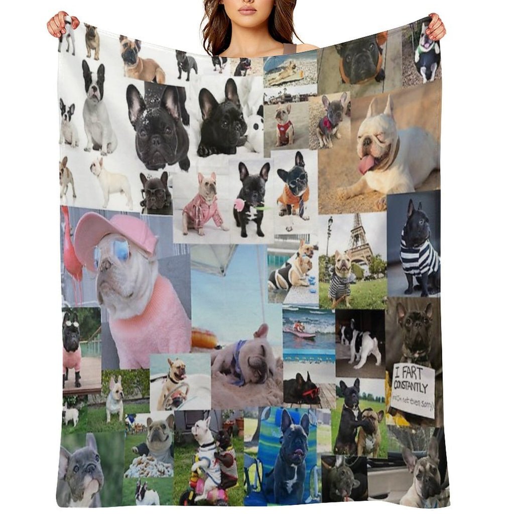 French Bulldog Collage Quick-dry Throw Blanket