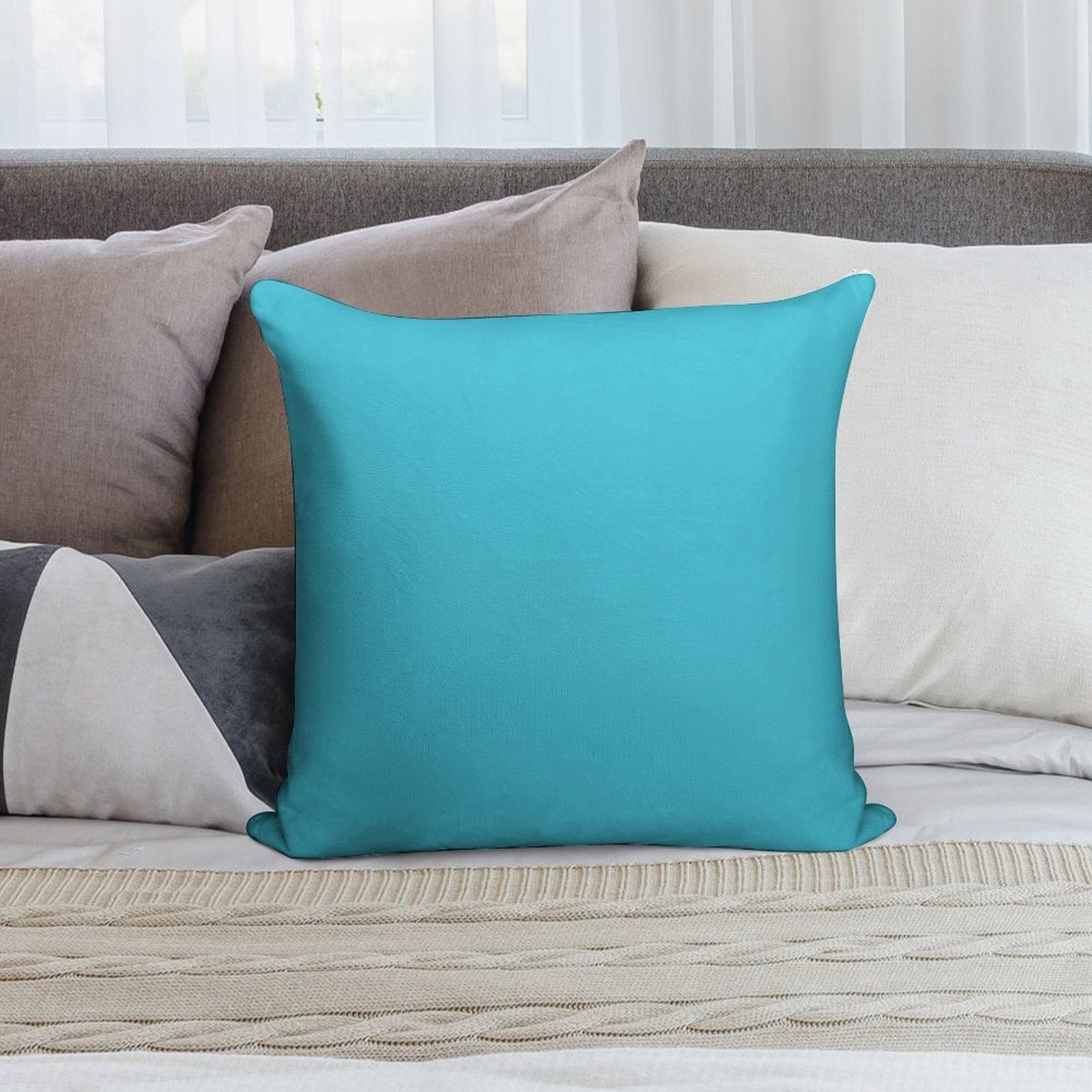 Turquoise Soft Reinforced Edging Throw Pillow