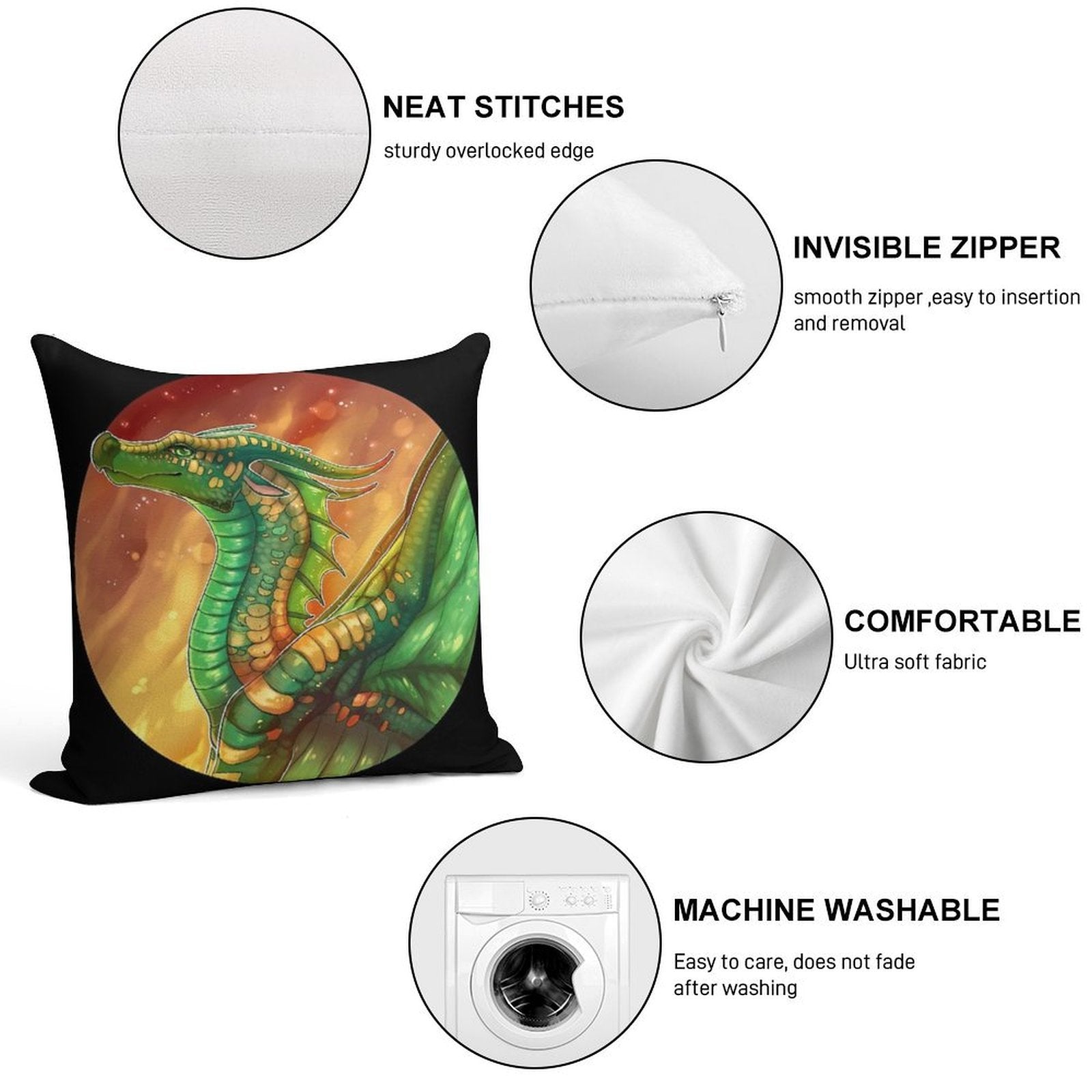 Wings of Fire - Sundew Soft Hidden Zipper Throw Pillow