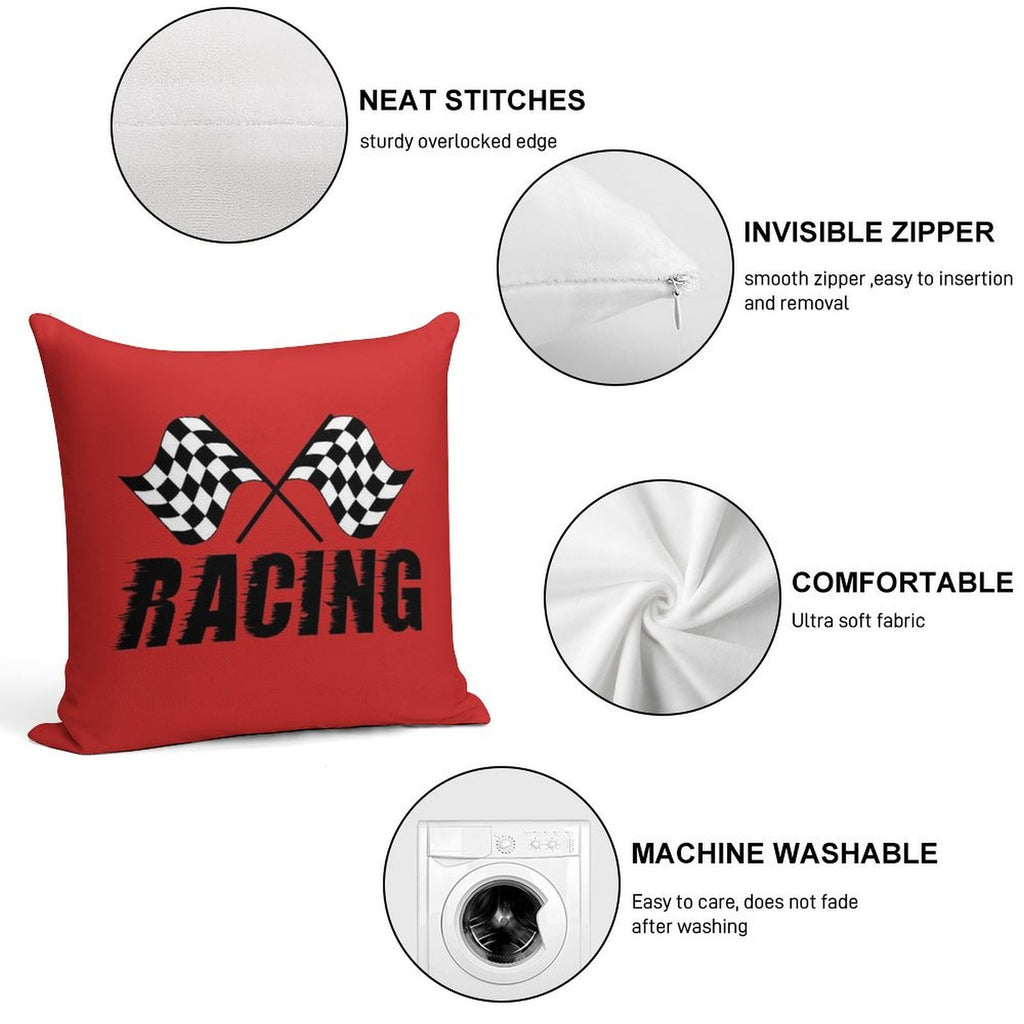 Racing Flags Checkered Flag Car Window Bumper Decal Soft Fade-Resistant Throw Pillow