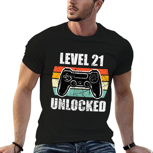 21st Birthday Gaming Vintage Gift 21 Year Old Gamer  Graphic-printed T-Shirt