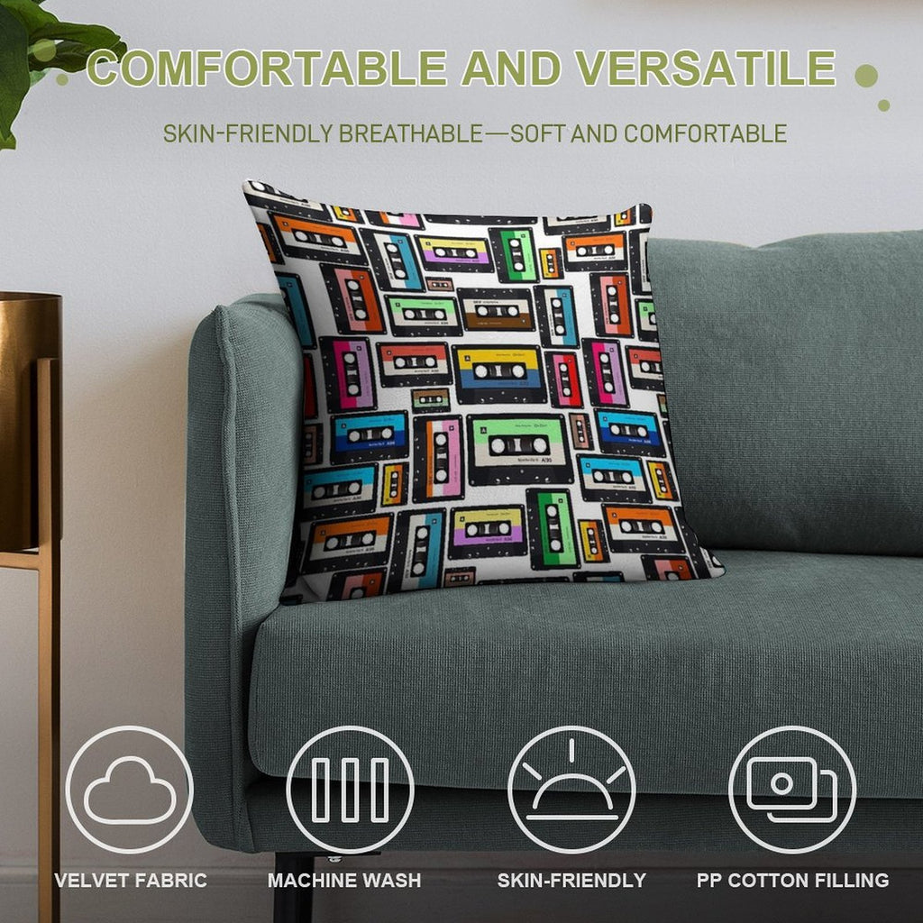 Cassette Vinyl Record Soft Durable Construction Throw Pillow