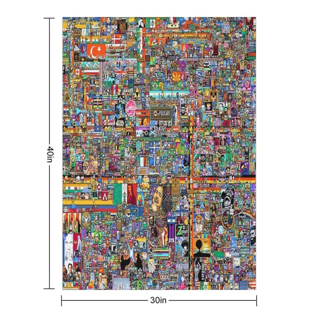 8K R Place 2022 Atlas Final Image Compact Throw Blanket