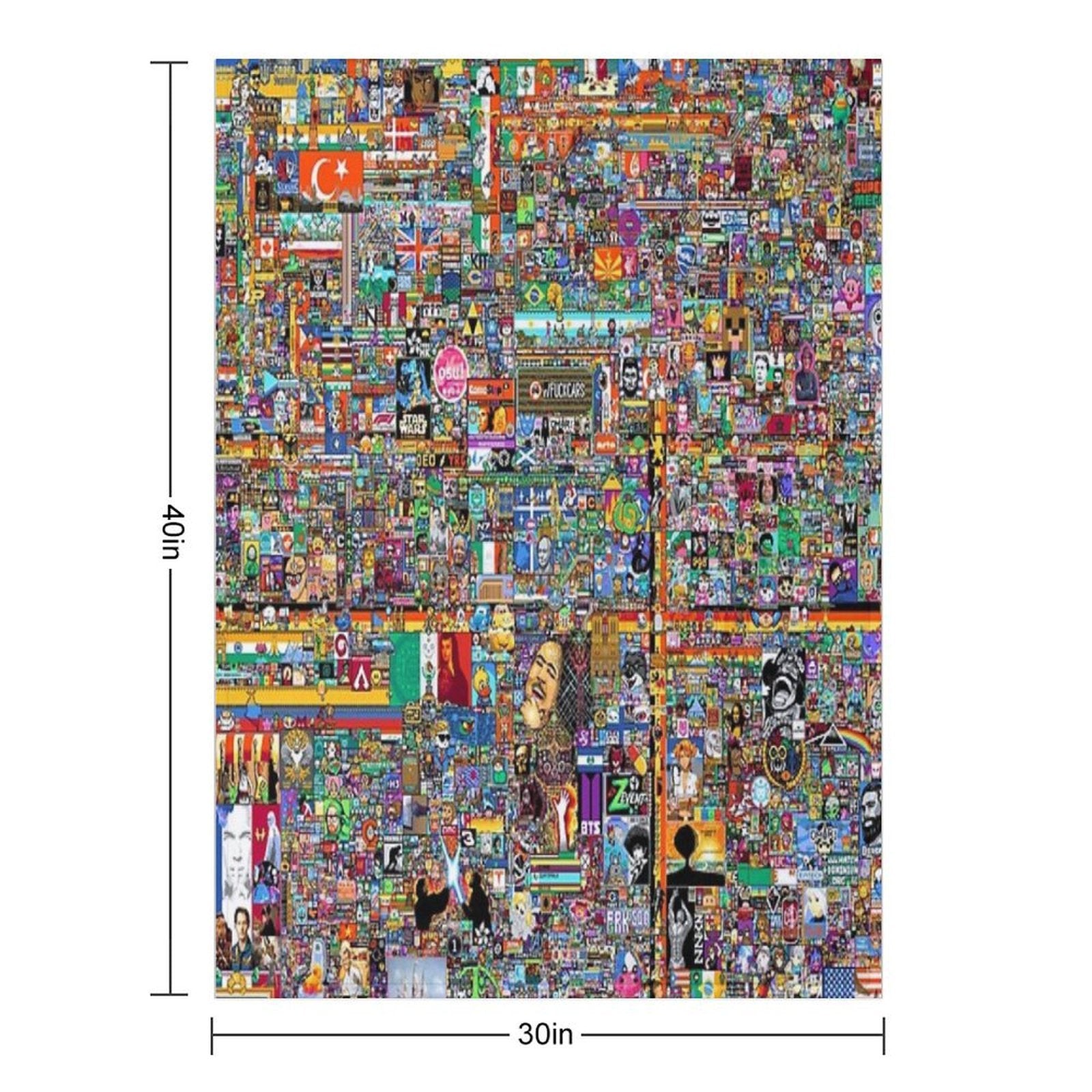 8K R Place 2022 Atlas Final Image Compact Throw Blanket