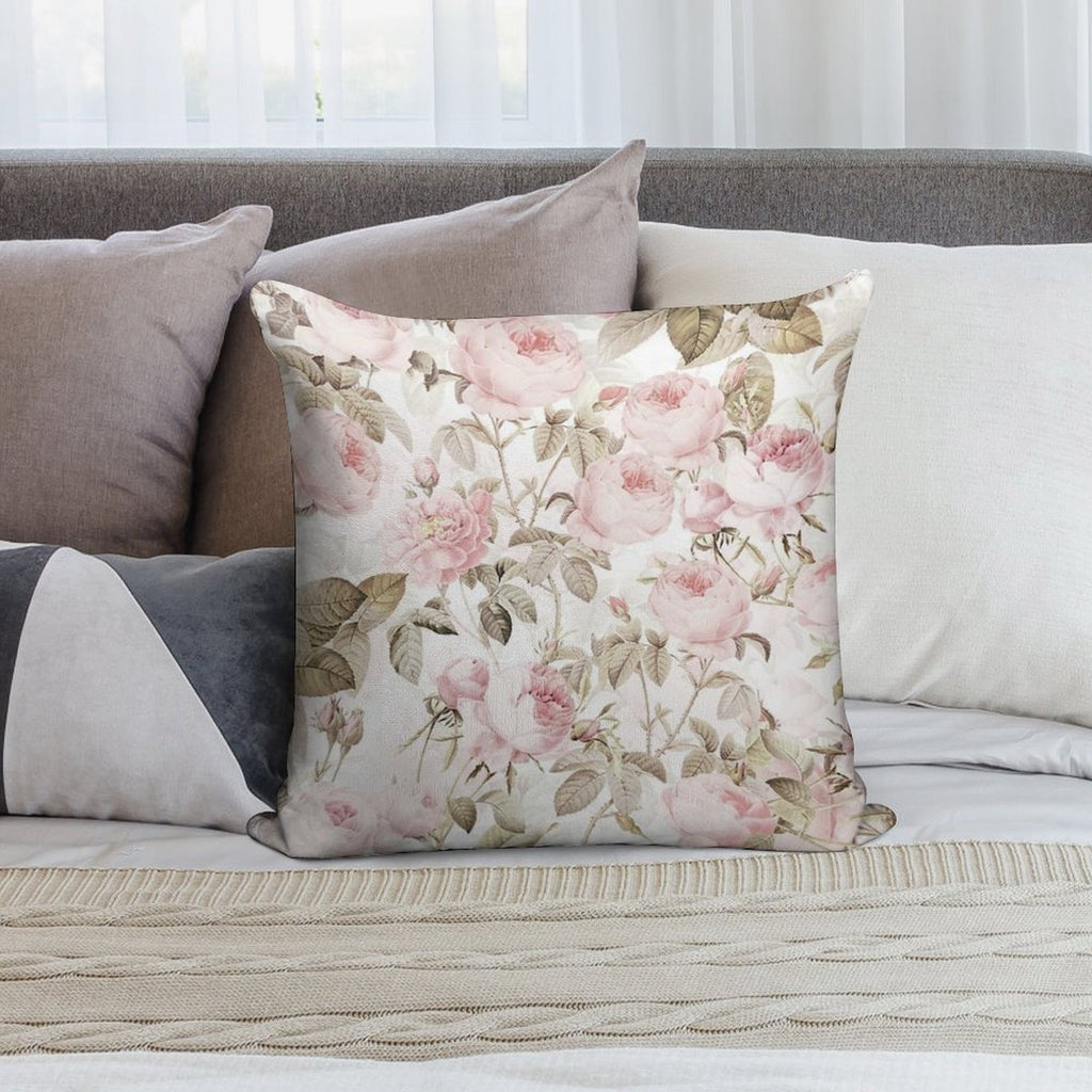 Sepia Old Vintage Roses Botanical Garden on Pink Pattern NightGarden Soft Gift Ready Throw Pillow