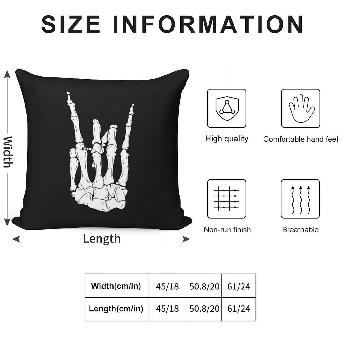 Skeleton Rocker Hand Soft Multiple Sizes Throw Pillow