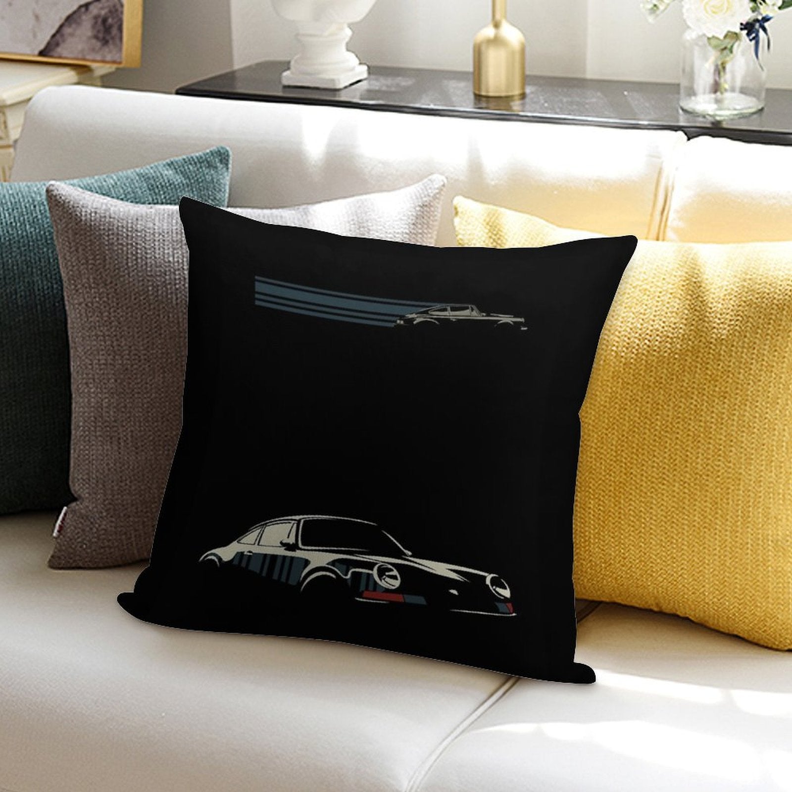 Minimalist Porsche Soft Reinforced Edging Throw Pillow