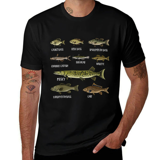 Types Of Freshwater Fish Sorts Species Fishing  Graphic-printed T-Shirt