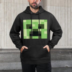 Minecraft Creeper Big Green Pixel Face Shape Retention Hoodie