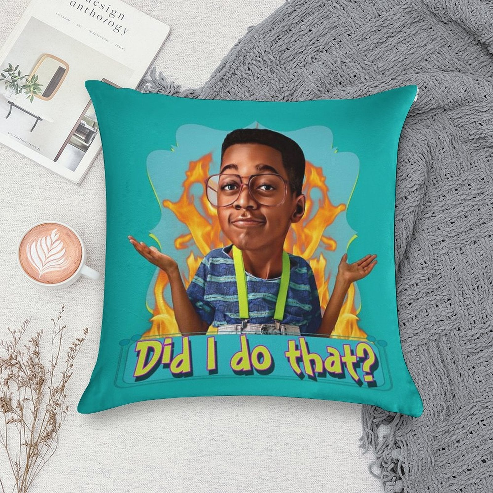 Steve Urkel- Did I Do That Soft Ultra-Soft Texture Throw Pillow