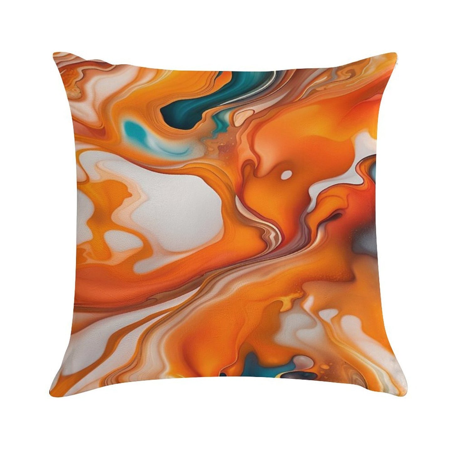 Translucent Burnt Orange & White Abstract Soft Shrink-Resistant Throw Pillow