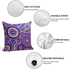 Aboriginal Art Purple Pattern Family Gathering Soft Anti-Pilling Throw Pillow