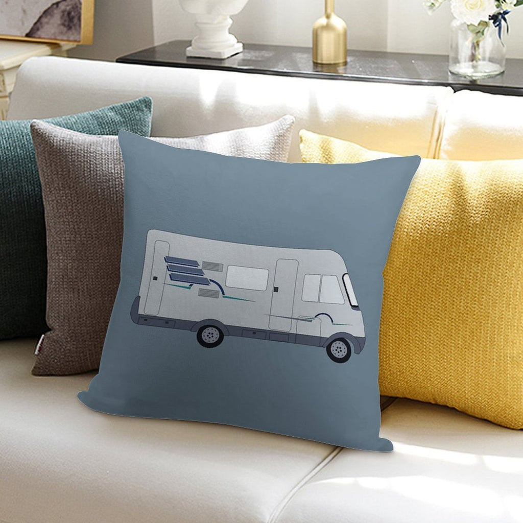 Hymer Motorhome Cartoon Graphic Soft Short Plush Fabric Throw Pillow
