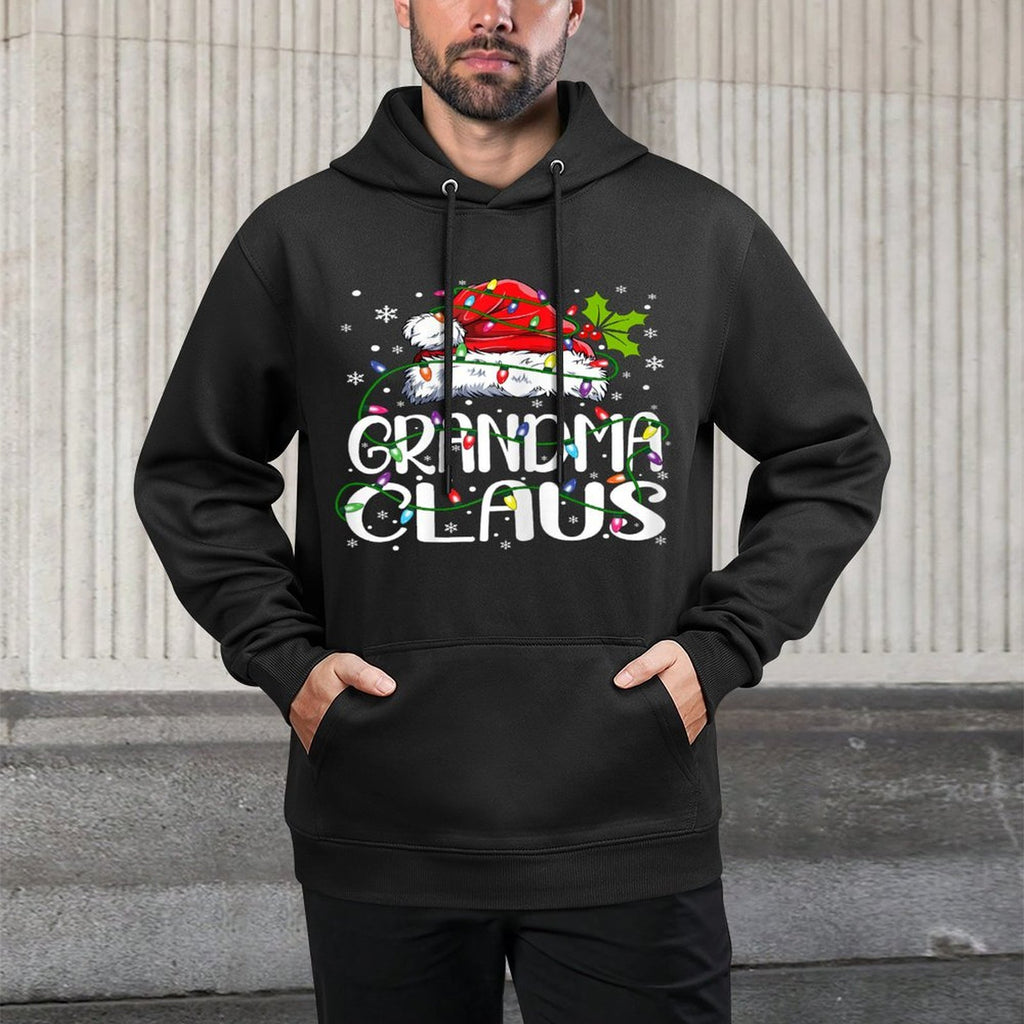 Grandma Claus Christmas Lights Pajama Family Matching Versatile Streetwear Hoodie