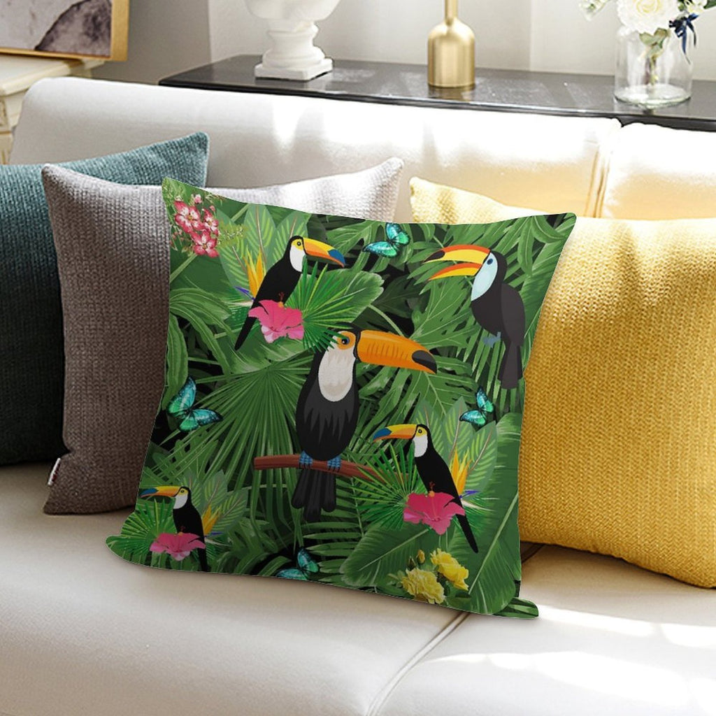 Toucan Tropic Soft Reinforced Edging Throw Pillow