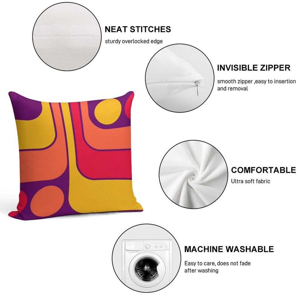 Retro Geometric Design 626 Soft Hidden Zipper Throw Pillow