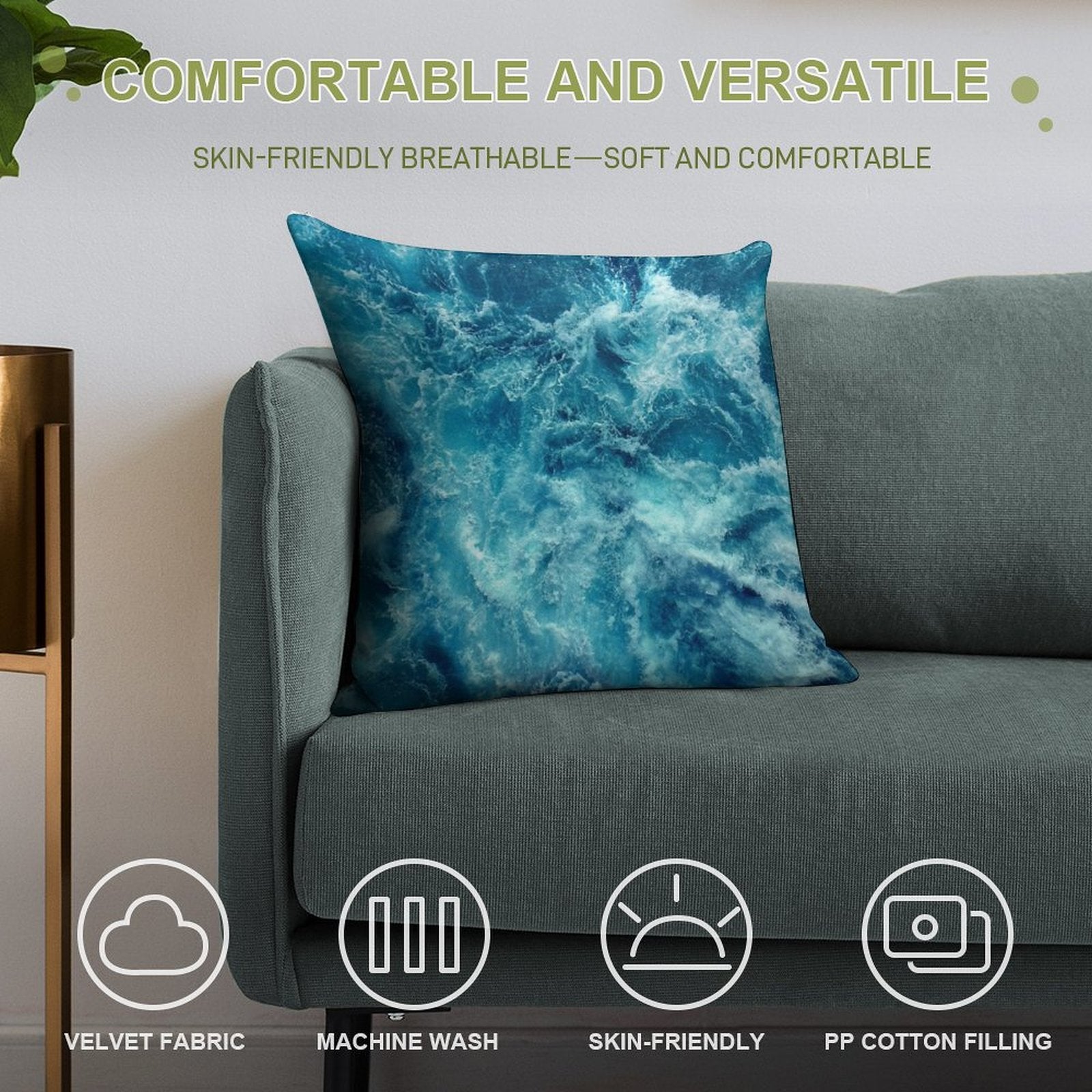 Ocean Is Shaking Soft Washable Throw Pillow