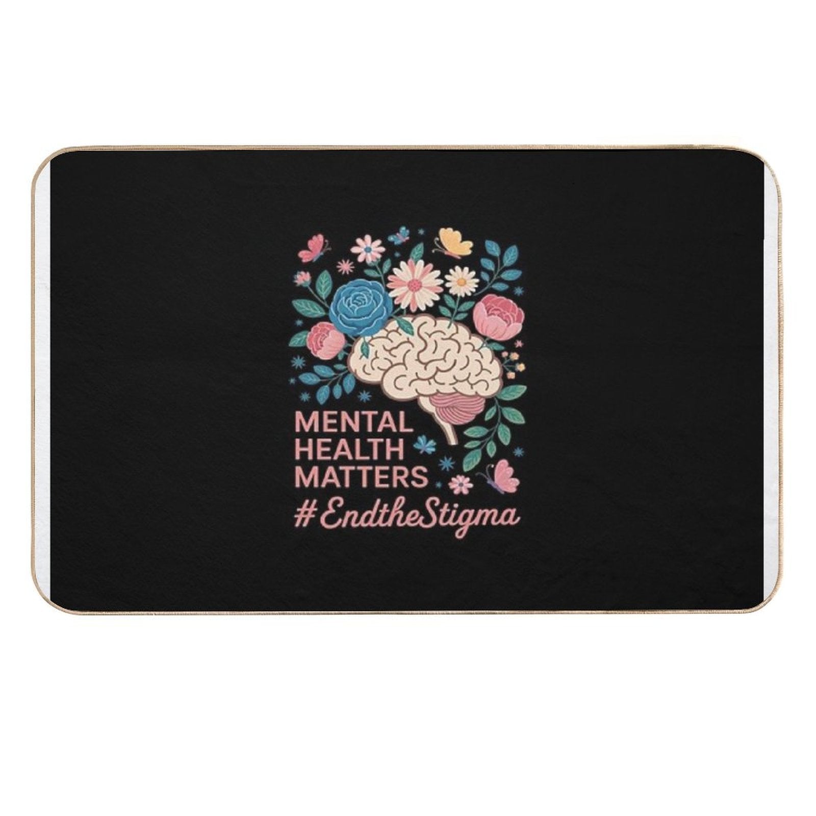 End The Stigma Mental Health Matters Awareness Brain Floral  Odorless Bath Mat