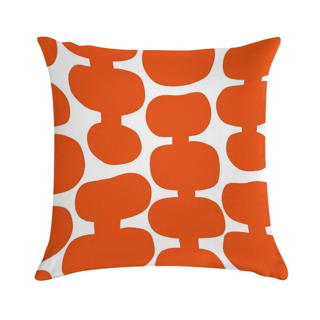 Iconic Mid Century Modern Pattern in White And Orange Soft Anti-Pilling Throw Pillow
