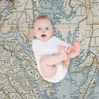 Vintage Map of The Chesapeake Bay Versatility Throw Blanket