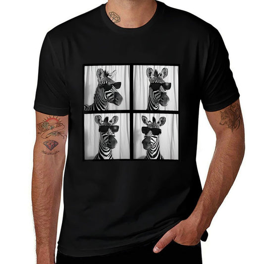 Zebra With Sunglasses Zoo Lover Funny Safari Animal Photo  Oversized Silhouette T-Shirt