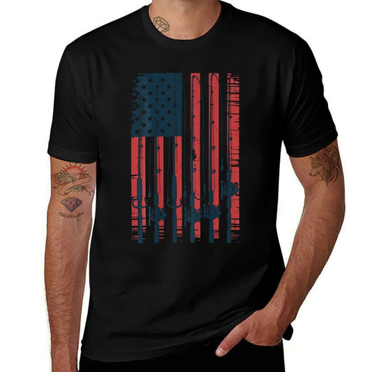 Youth Boy 4th July American Fishing Pole On-Back Mens  Classic T-Shirt
