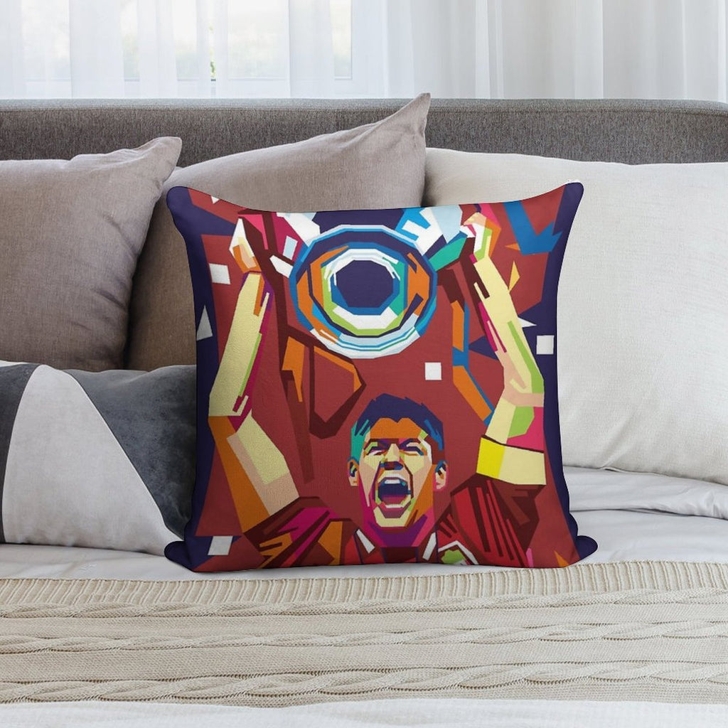 Steven Gerrard Champions 2005 Soft Reinforced Edging Throw Pillow