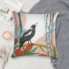 Australian Magpie Amongst Banksia Flowers Soft Durable Construction Throw Pillow