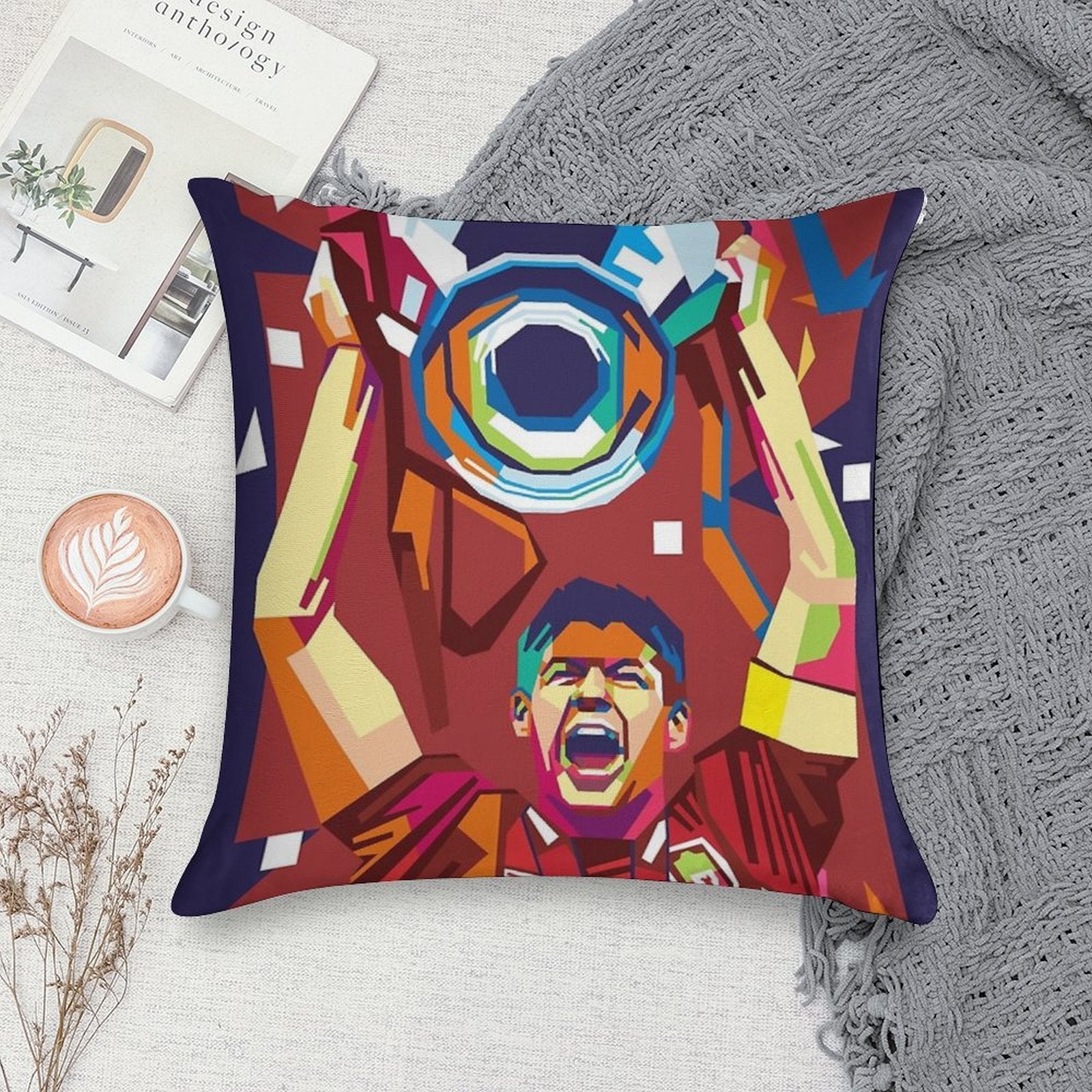 Steven Gerrard Champions 2005 Soft Reinforced Edging Throw Pillow