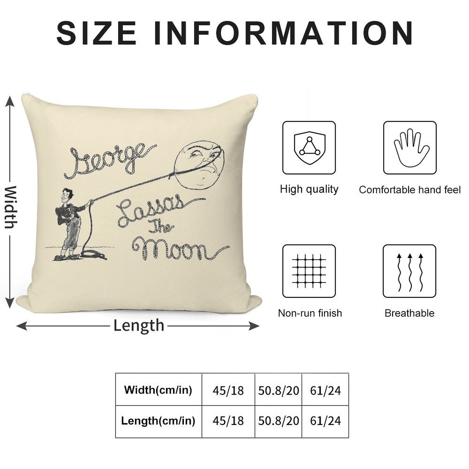 George Lassos The Moon! Soft Reinforced Edging Throw Pillow