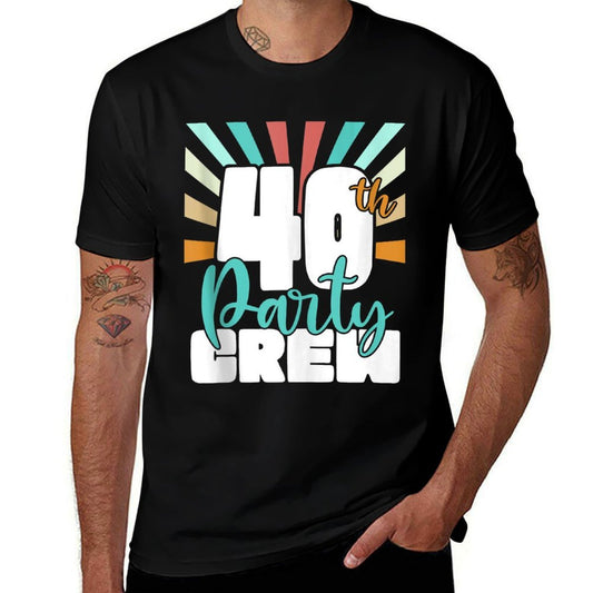 40th Party Crew Birthday Squad Funny 40 Year Old Birthday  Vintage-inspired T-Shirt
