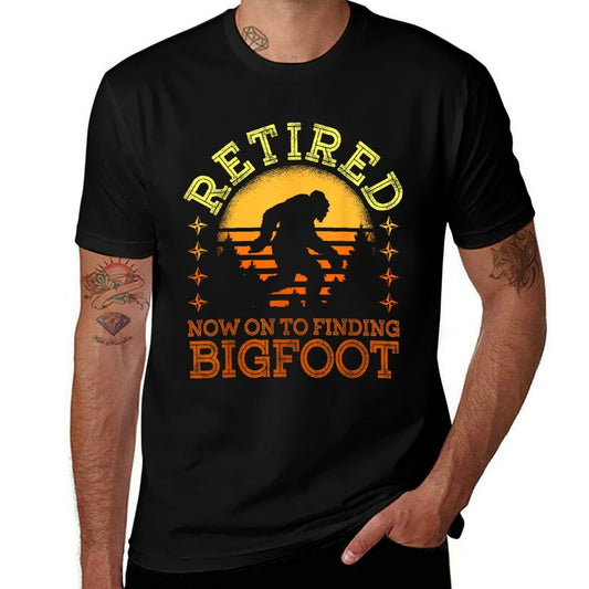 Retro Retired Finding Bigfoot Retirement Sasquatch Saying  Fade-proof Color T-Shirt