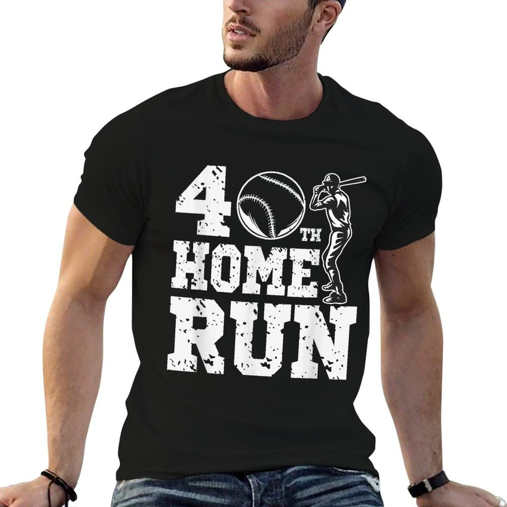 Funny Baseball 40th Home Run 40 Year Old 40th Birthday  Easy-care T-Shirt