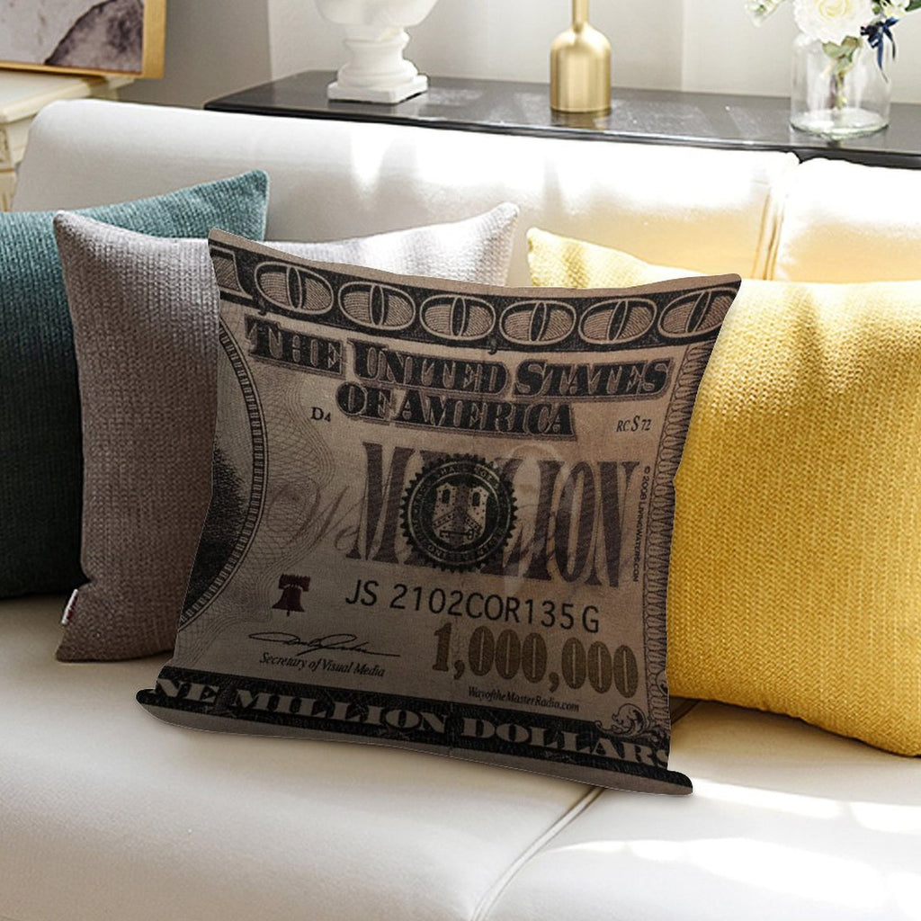 1 Million Dollar Bill Soft Durable Construction Throw Pillow