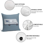 Hymer Motorhome Cartoon Graphic Soft Short Plush Fabric Throw Pillow