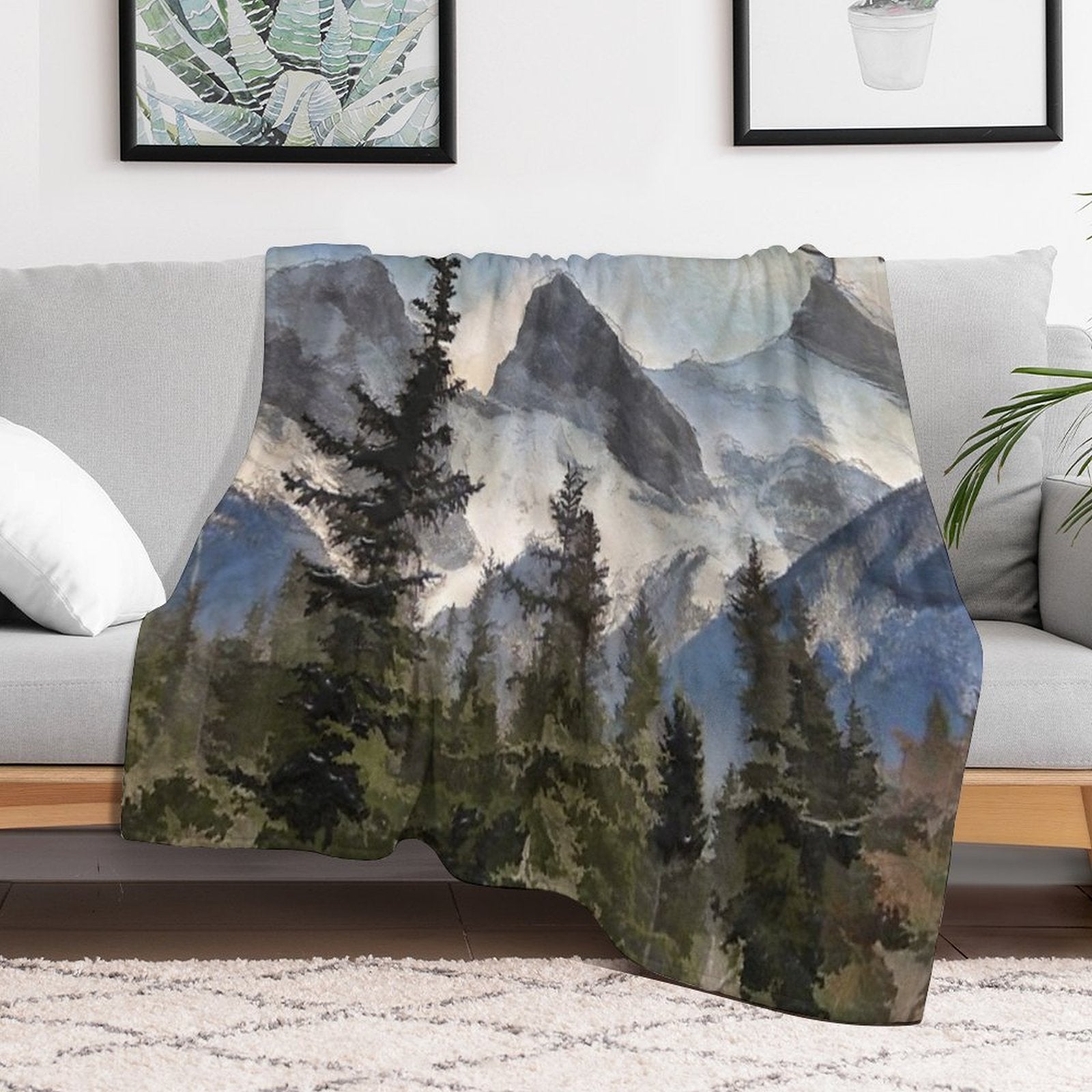 The Three Sisters - Canadian Rocky Mountains Premium Throw Blanket