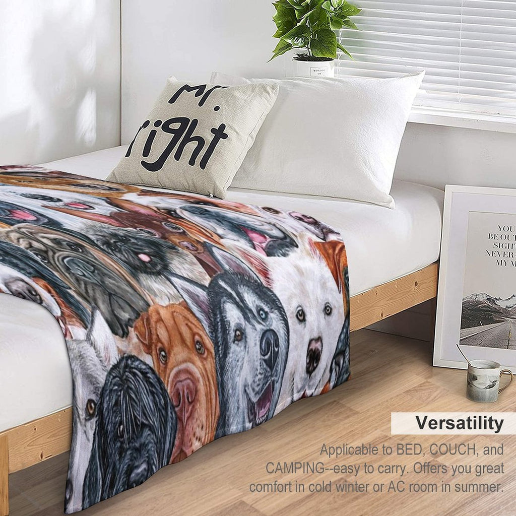 Beautiful Collage of Dogs, So Many Painted Beautiful Faces, Dogs Are The Best! Shrink-resistant Throw Blanket