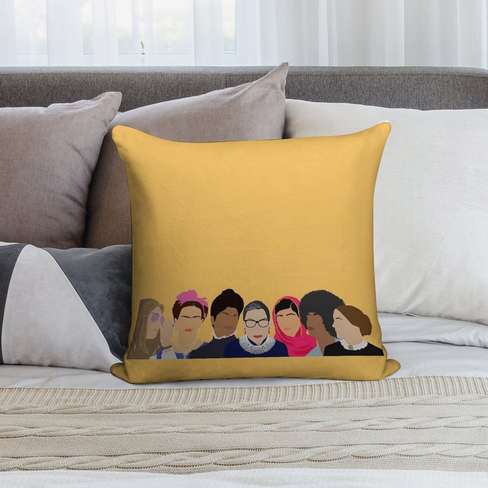 Feminist Girl Gang- Squad Goals (with Gloria) Soft Ultra-Soft Texture Throw Pillow