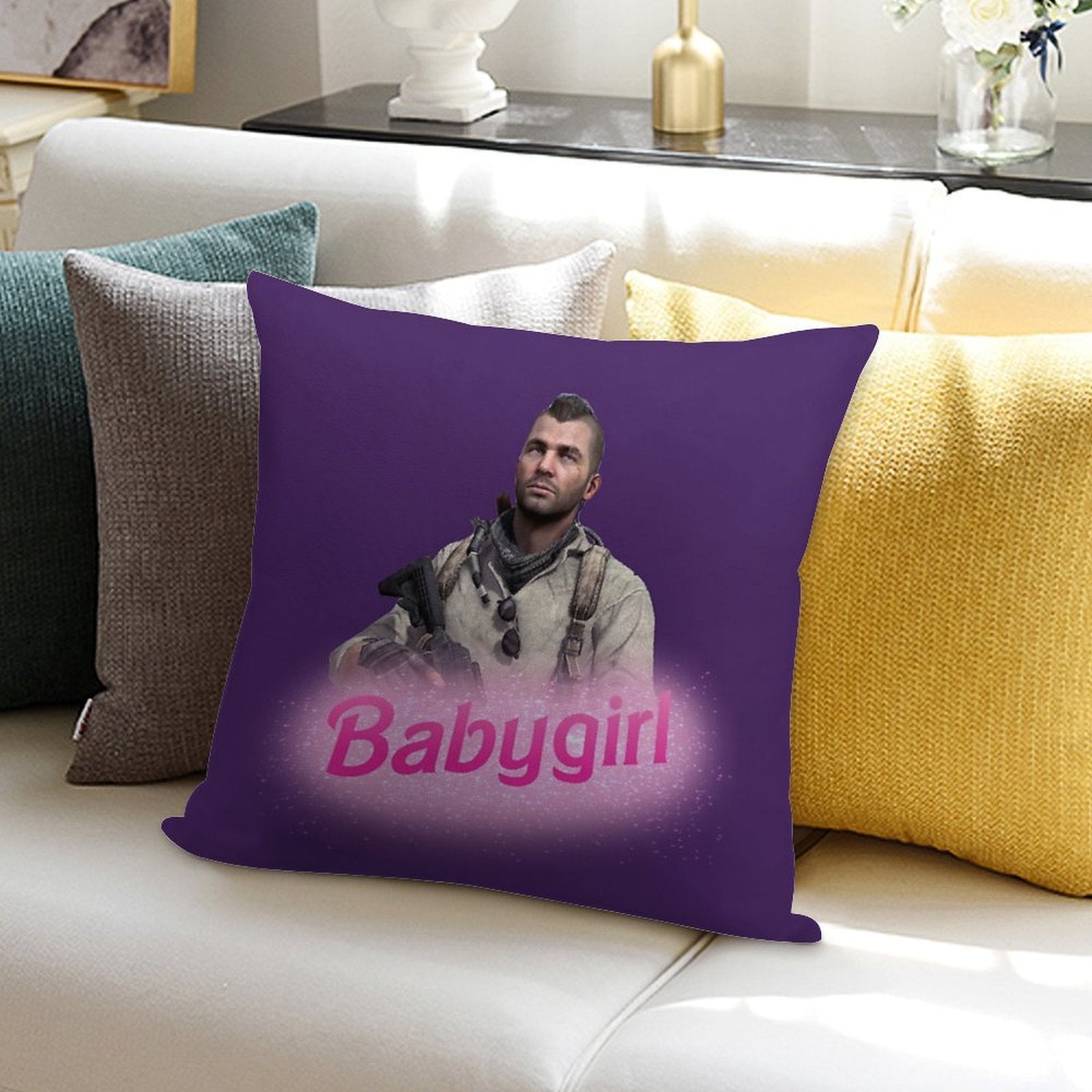 John Soap Mactavish Babygirl Soft Durable Construction Throw Pillow