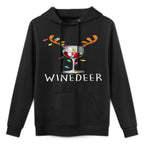 Winedeer Reinbeer Santa Hat Reindeer Couple Xmas Matching Shrink-Resistant Hoodie
